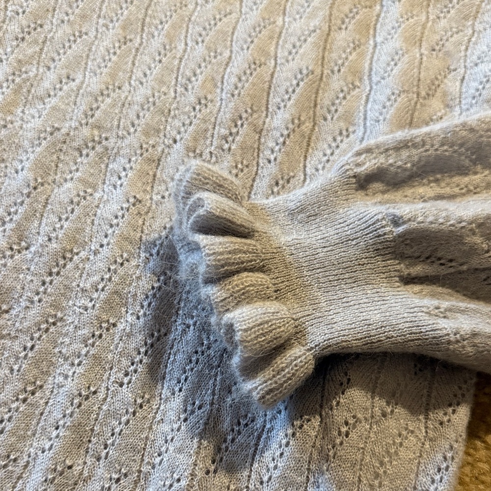 Zara Light Gray Ruffle Knit Top - Picture 2 of 3